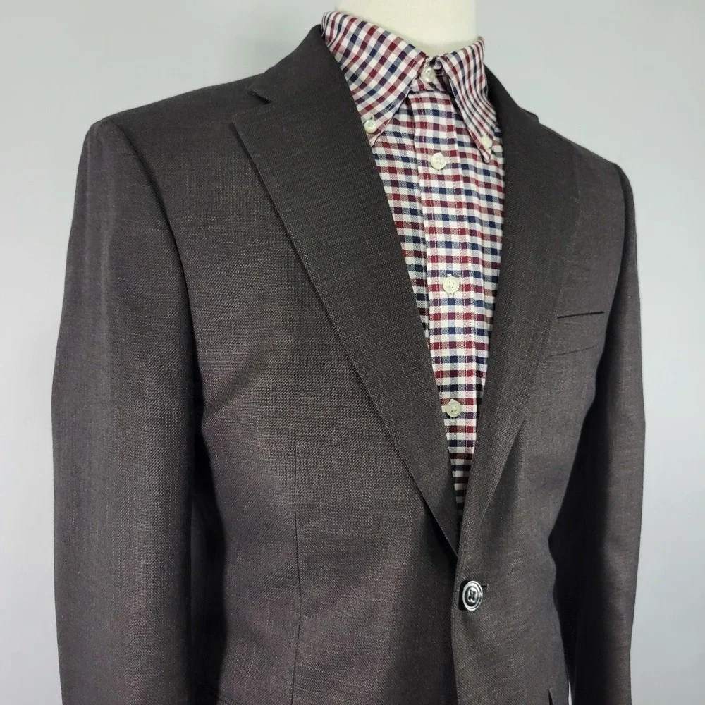 Tommy‎ Hilfiger Men's Sport Coat Blazer Two Button Dark Brown Poly Blend 40R